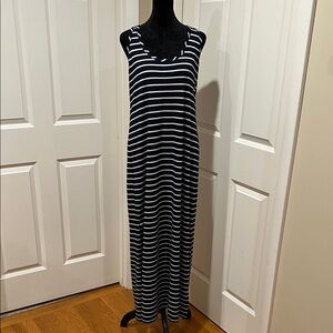 MERONA, woman’s, blue & white, sleeveless, striped, racer  back. Size large.